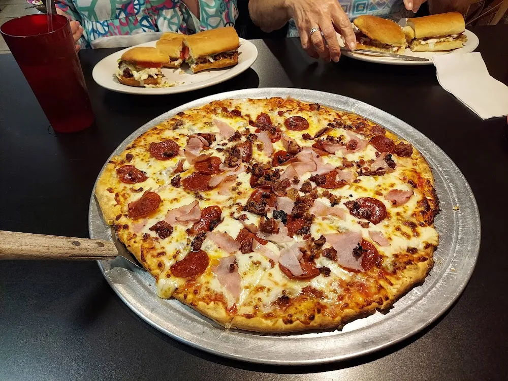 Mega Meat Pizza Sausage Pepperoni Ham Bacon and Ground Beef